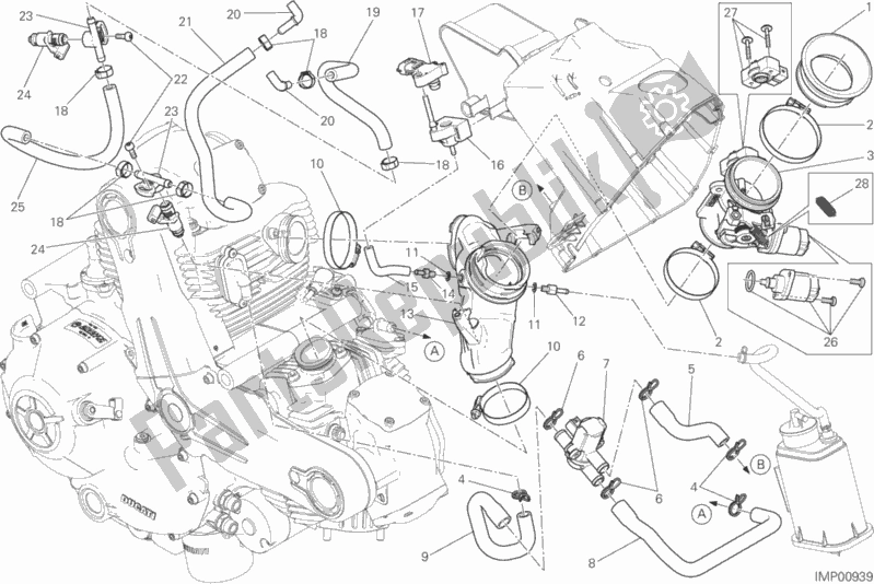 All parts for the Throttle Body of the Ducati Scrambler Urban Enduro Brasil 803 2017
